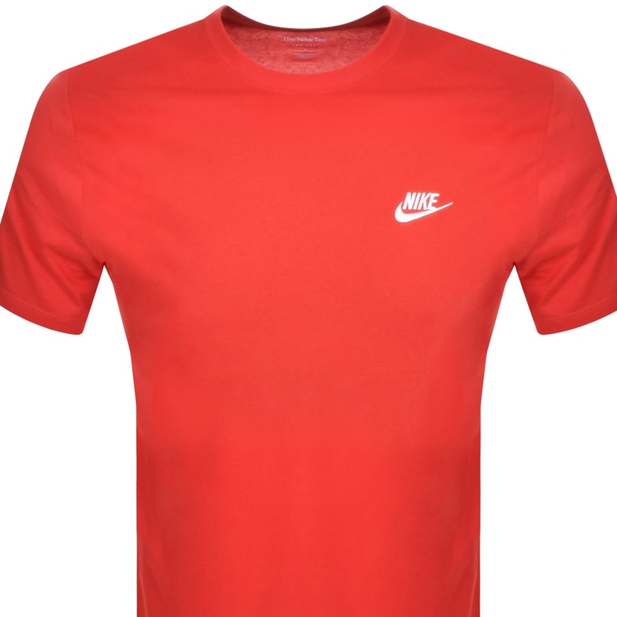 Nike Crew Neck Club T Shirt Red Mainline Menswear